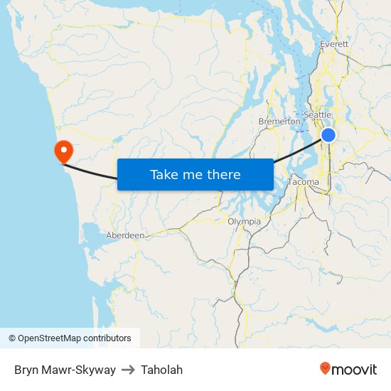 Bryn Mawr-Skyway to Taholah map