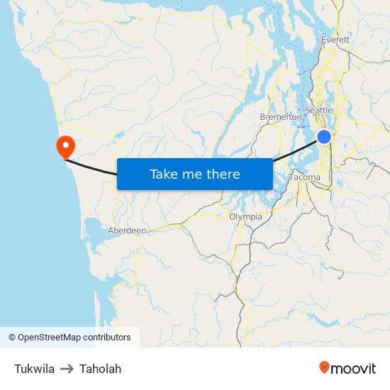 Tukwila to Taholah map
