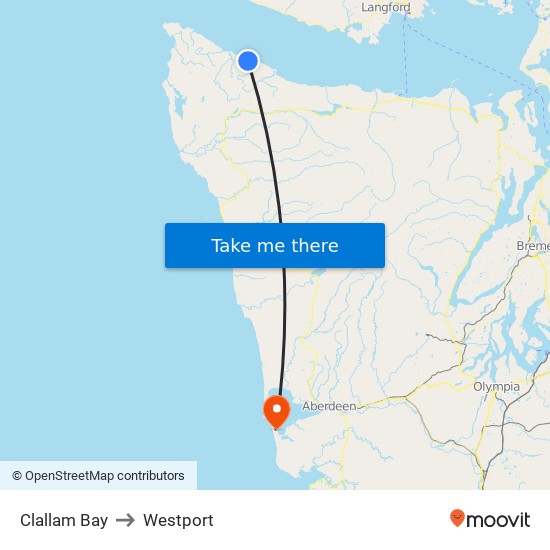 Clallam Bay to Westport map