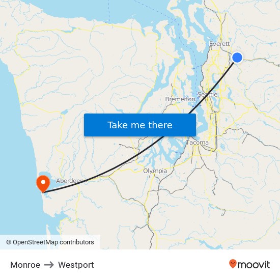 Monroe to Westport map