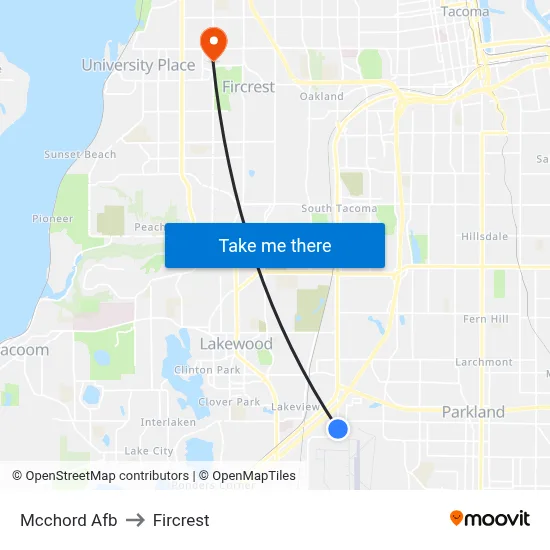 Mcchord Afb to Fircrest map