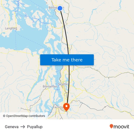 Geneva to Puyallup map