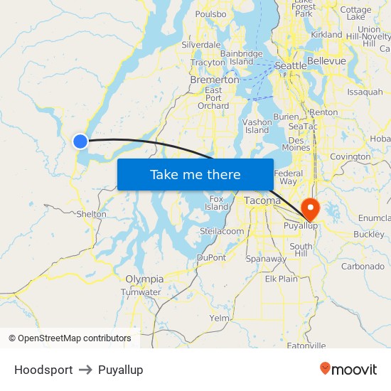 Hoodsport to Puyallup map