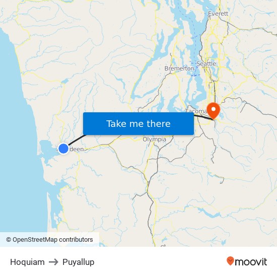 Hoquiam to Puyallup map