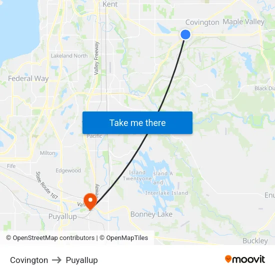 Covington to Puyallup map