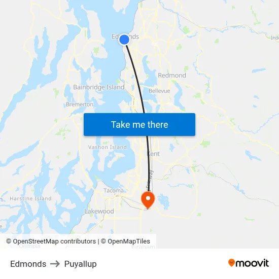 Edmonds to Puyallup map