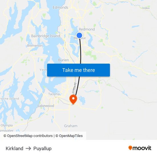 Kirkland to Puyallup map