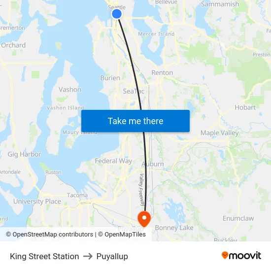 King Street Station to Puyallup map