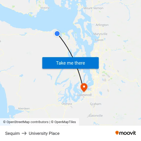 Sequim to University Place map