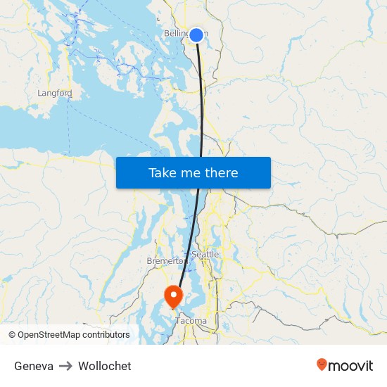 Geneva to Wollochet map