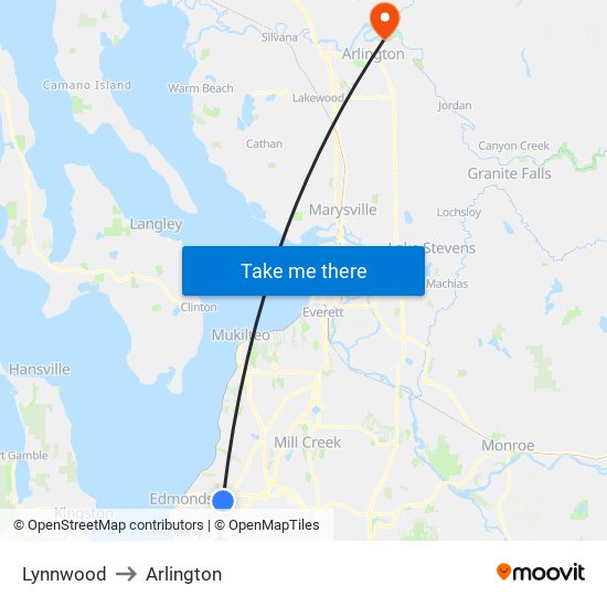 Lynnwood to Arlington map