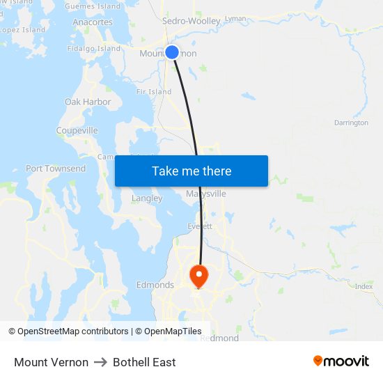 Mount Vernon to Bothell East map