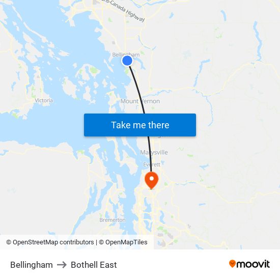 Bellingham to Bothell East map
