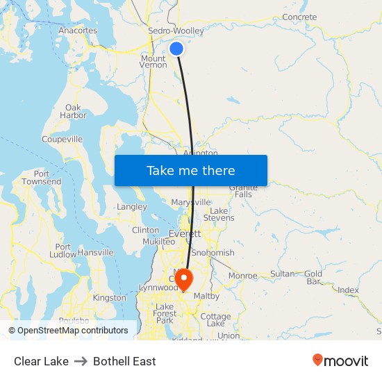 Clear Lake to Bothell East map