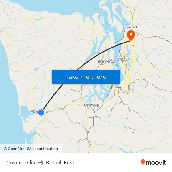 Cosmopolis to Bothell East map