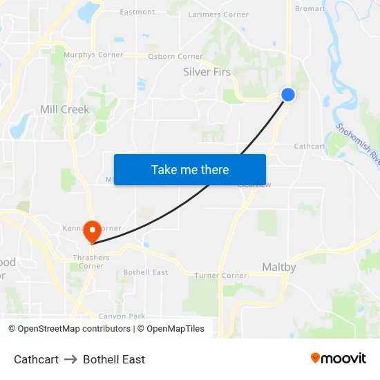 Cathcart to Bothell East map