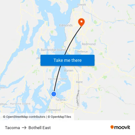 Tacoma to Bothell East map
