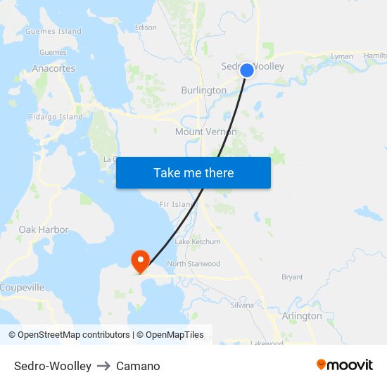 Sedro-Woolley to Camano map