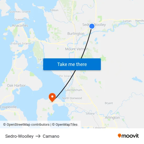 Sedro-Woolley to Camano map