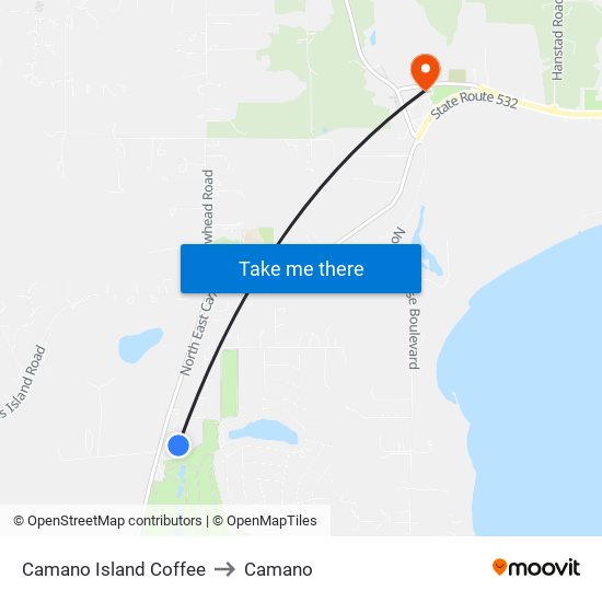 Camano Island Coffee to Camano map