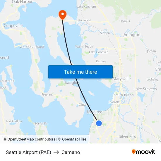 Seattle Airport (PAE) to Camano map