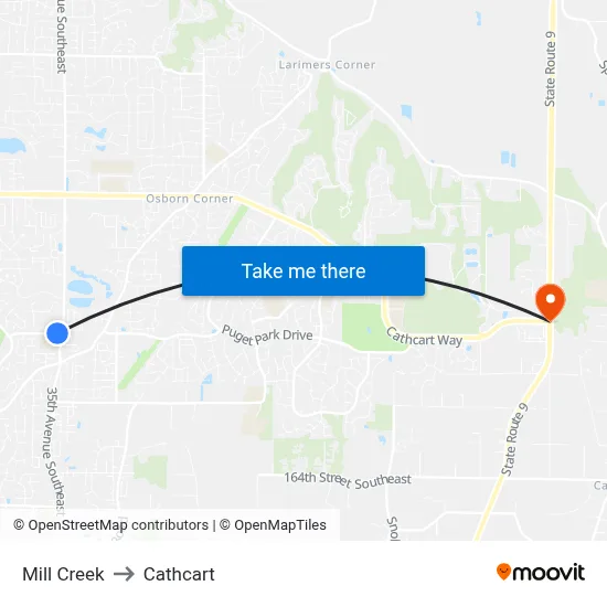 Mill Creek to Cathcart map