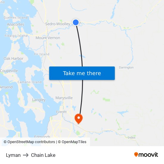 Lyman to Chain Lake map