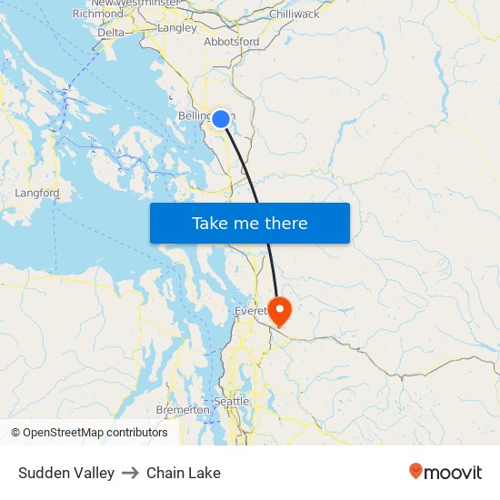 Sudden Valley to Chain Lake map