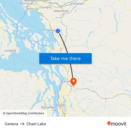 Geneva to Chain Lake map