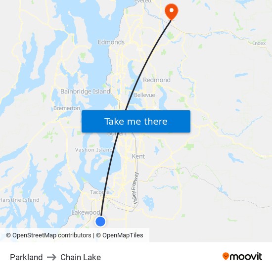 Parkland to Chain Lake map