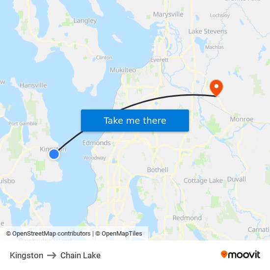 Kingston to Chain Lake map