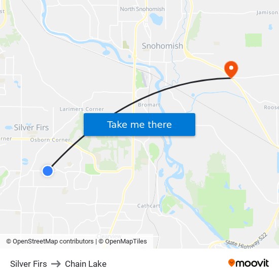 Silver Firs to Chain Lake map