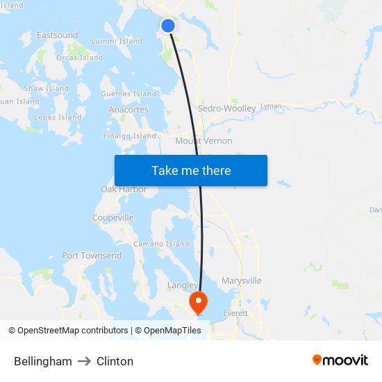 Bellingham to Clinton map