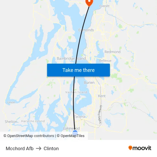 Mcchord Afb to Clinton map