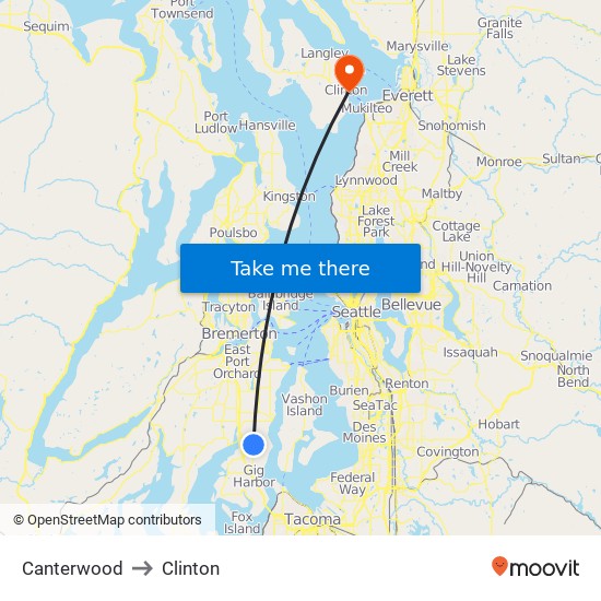 Canterwood to Clinton map
