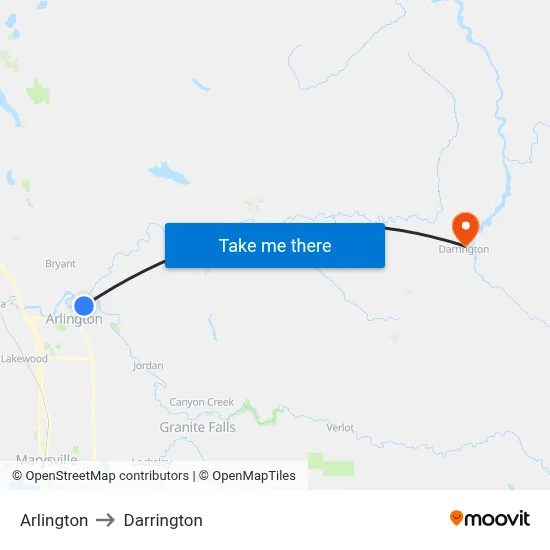 Arlington to Darrington map
