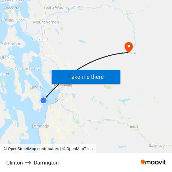 Clinton to Darrington map
