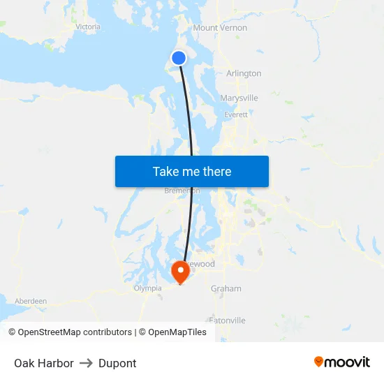Oak Harbor to Dupont map