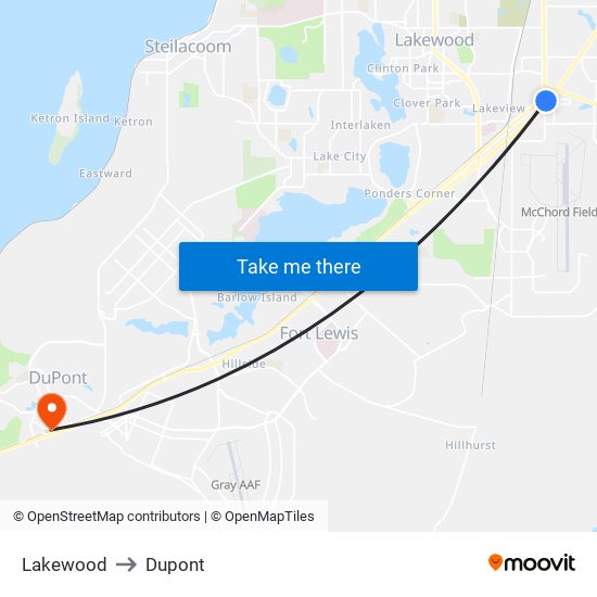 Lakewood to Dupont map