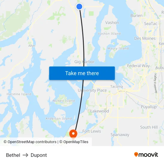 Bethel to Dupont map