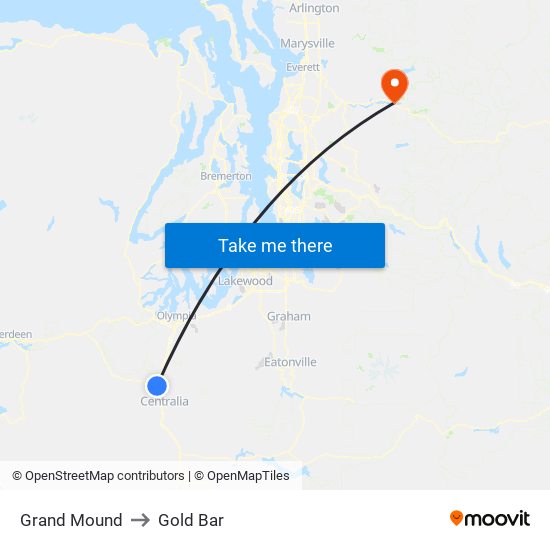 Grand Mound to Gold Bar map