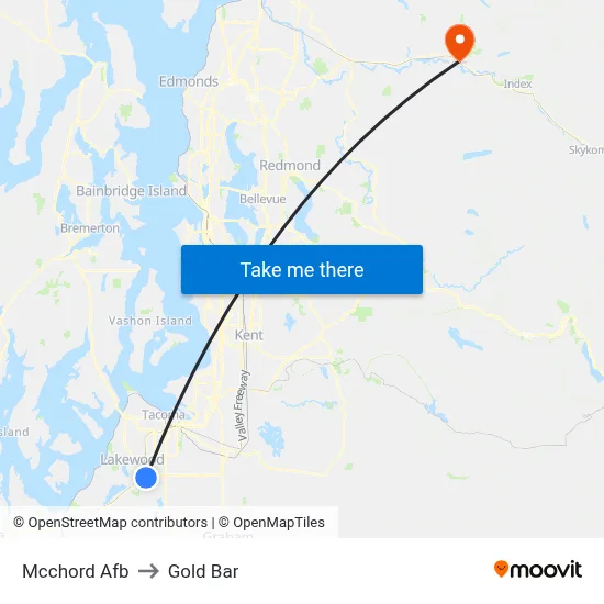 Mcchord Afb to Gold Bar map