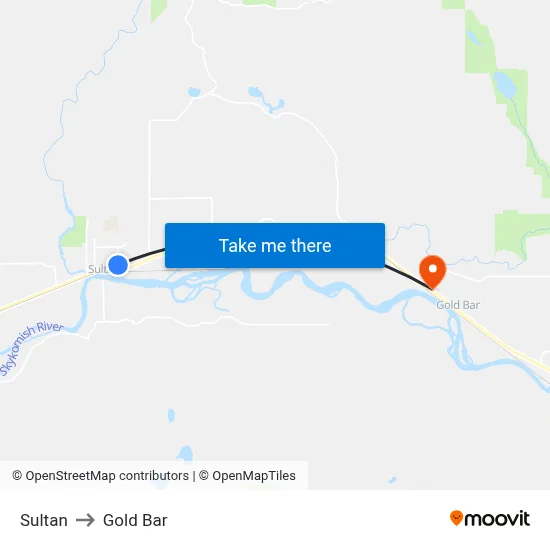 Sultan to Gold Bar map