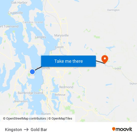 Kingston to Gold Bar map