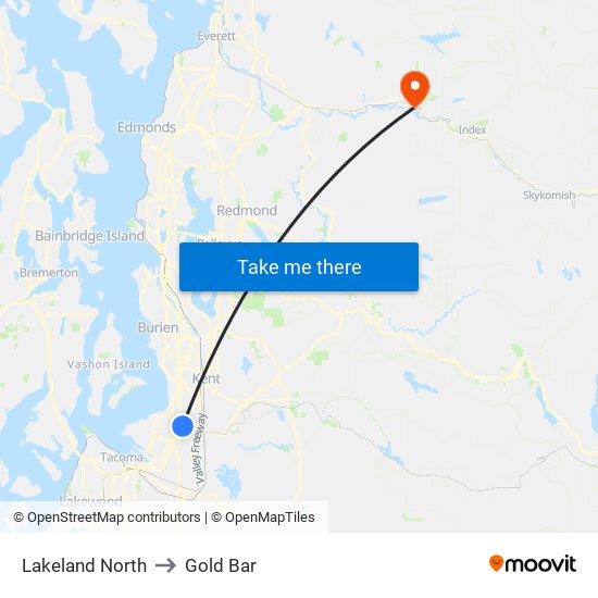 Lakeland North to Gold Bar map