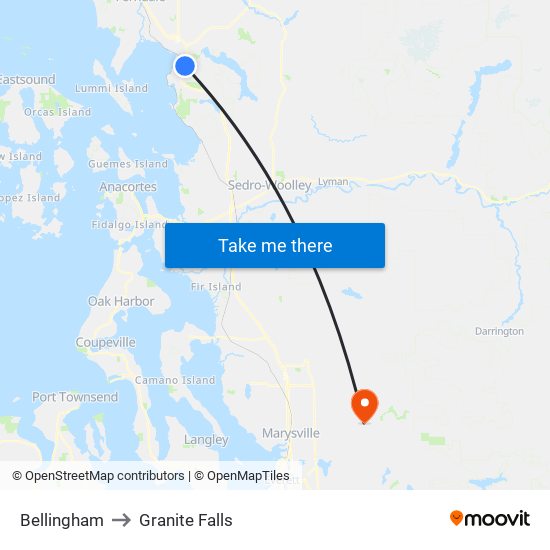 Bellingham to Granite Falls map