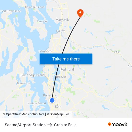 Seatac/Airport Station to Granite Falls map