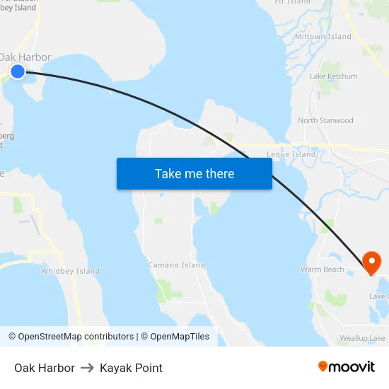 Oak Harbor to Kayak Point map