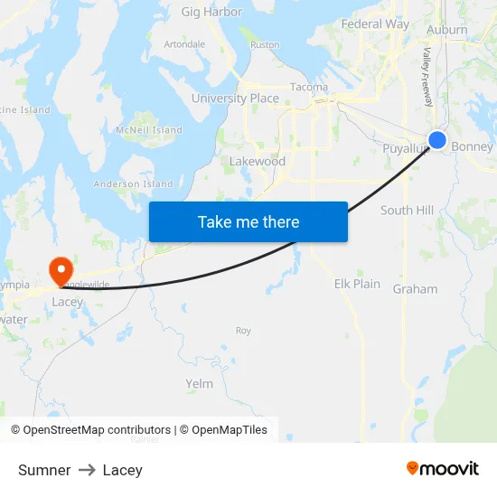 Sumner to Lacey map