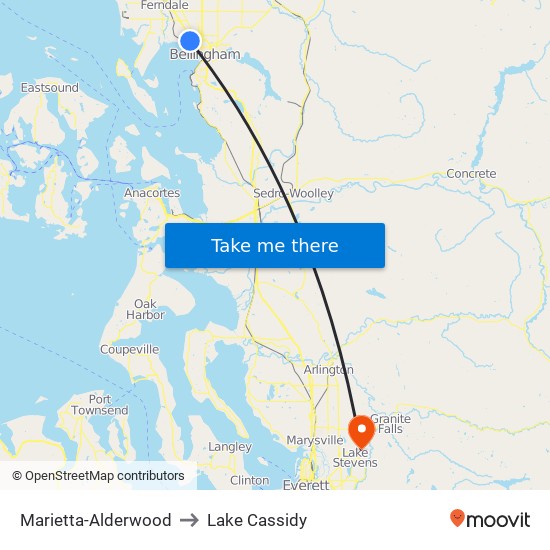 Marietta-Alderwood to Lake Cassidy map